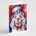 Clumber Spaniel Patriotic American Greeting Cards Pack of 8 Blank Cards with Envelopes Whimsical A7 Size 5x7