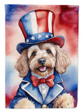 Cockapoo Patriotic American House Flag 28x40 Porch Sleeve Pole Decorative Outside Yard Banner Artwork Wall Hanging, Polyester
