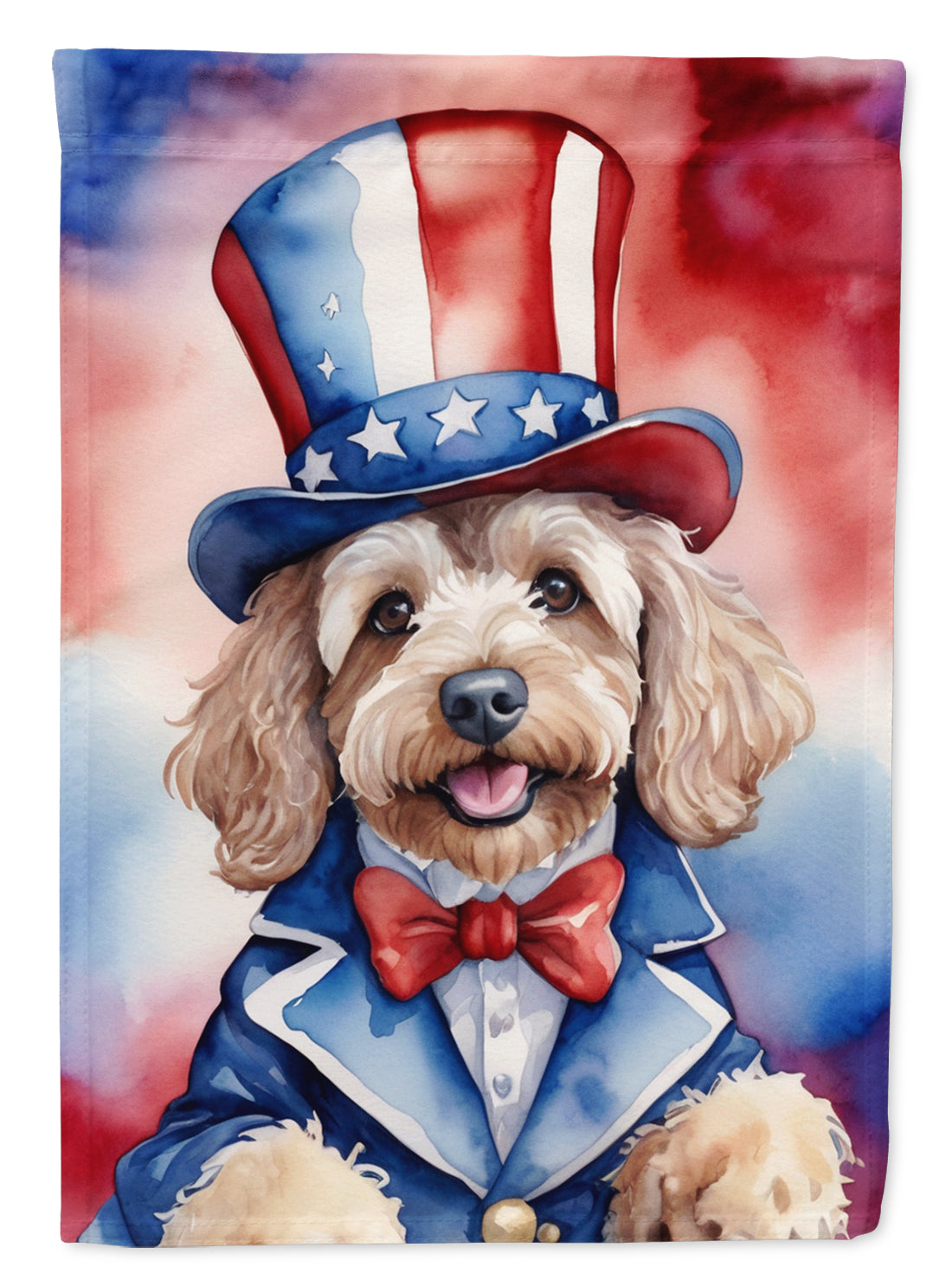 Cockapoo Patriotic American House Flag 28x40 Porch Sleeve Pole Decorative Outside Yard Banner Artwork Wall Hanging, Polyester