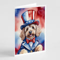 Cockapoo Patriotic American Greeting Cards Pack of 8 Blank Cards with Envelopes Whimsical A7 Size 5x7