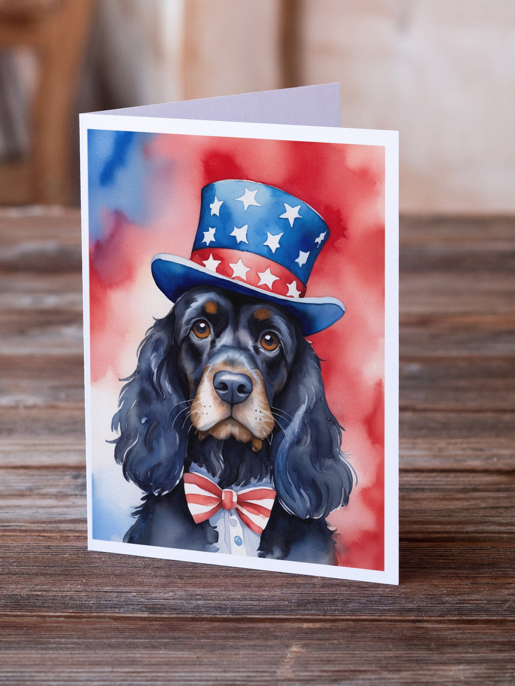 Cocker Spaniel Patriotic American Greeting Cards Pack of 8 Blank Cards with Envelopes Whimsical A7 Size 5x7