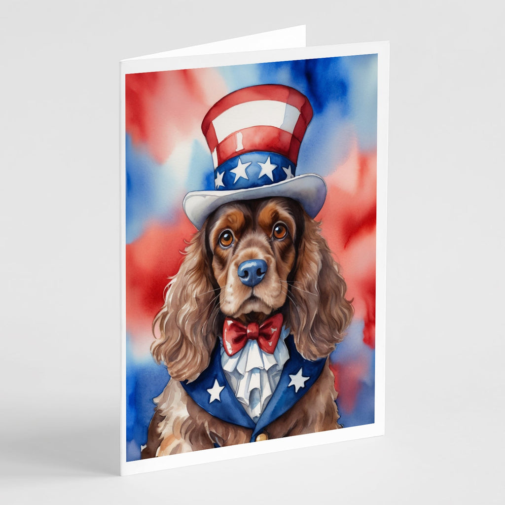 Cocker Spaniel Patriotic American Greeting Cards Pack of 8 Blank Cards with Envelopes Whimsical A7 Size 5x7