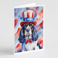 Cocker Spaniel Patriotic American Greeting Cards Pack of 8 Blank Cards with Envelopes Whimsical A7 Size 5x7