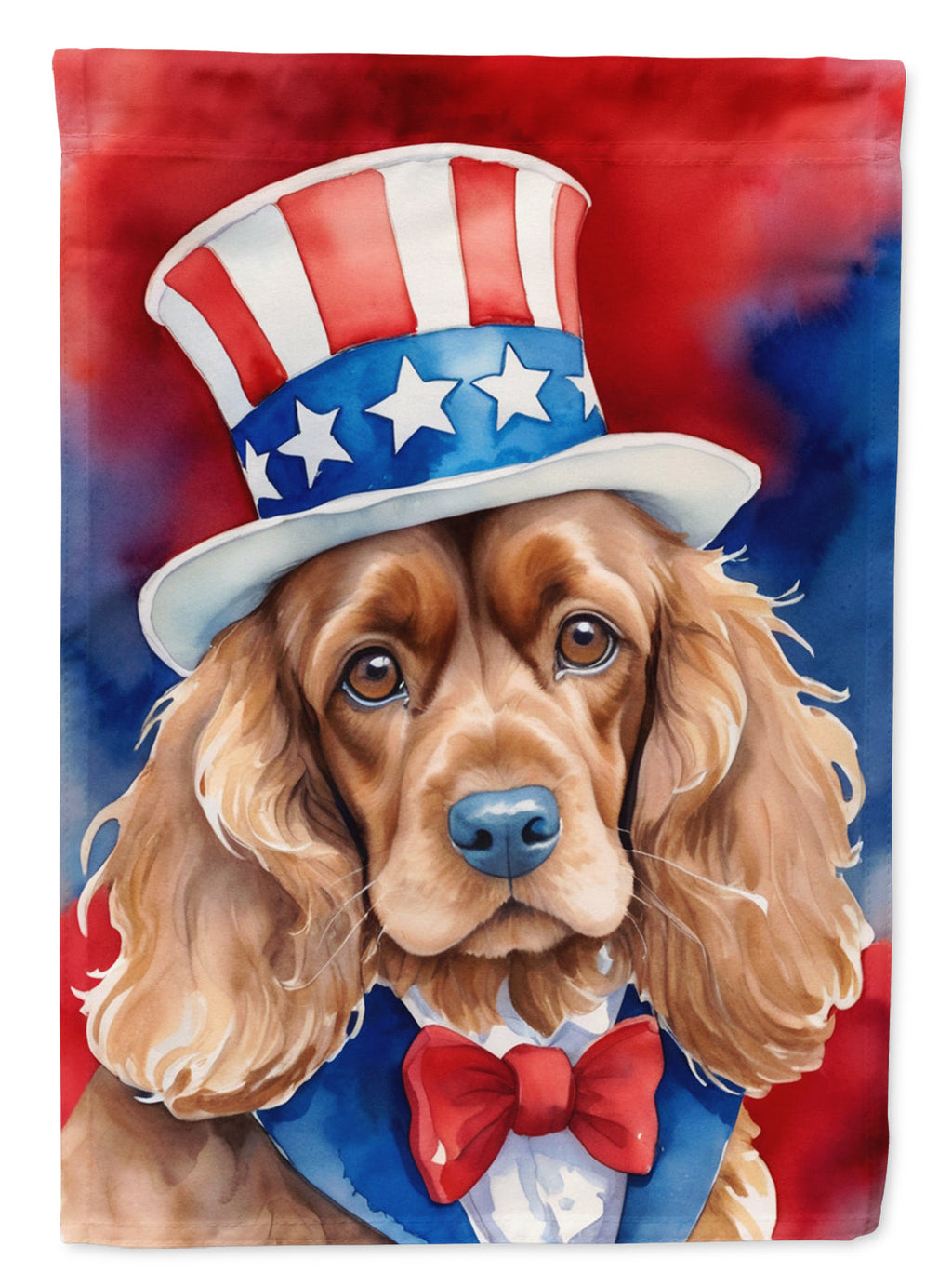 Cocker Spaniel Patriotic American House Flag 28x40 Porch Sleeve Pole Decorative Outside Yard Banner Artwork Wall Hanging, Polyester