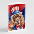Cocker Spaniel Patriotic American Greeting Cards Pack of 8 Blank Cards with Envelopes Whimsical A7 Size 5x7