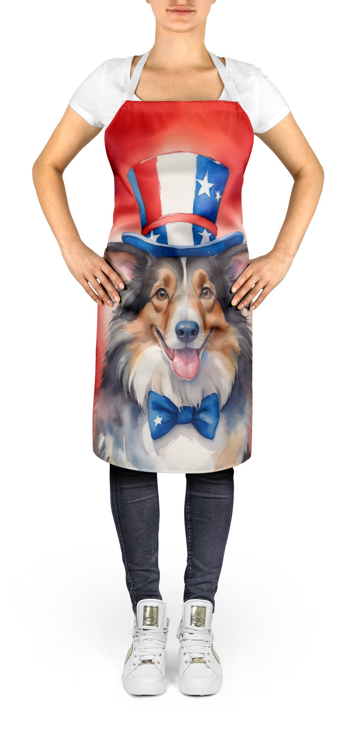 Collie Patriotic American Apron Cooking Kitchen Server Baking Crafts Gardening for Adult Women Men, Unisex, Large, Multicolor