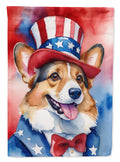 Corgi Patriotic American House Flag 28x40 Porch Sleeve Pole Decorative Outside Yard Banner Artwork Wall Hanging, Polyester