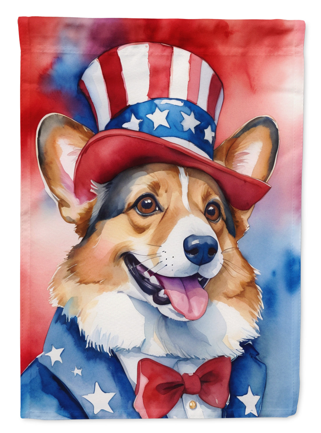 Corgi Patriotic American House Flag 28x40 Porch Sleeve Pole Decorative Outside Yard Banner Artwork Wall Hanging, Polyester