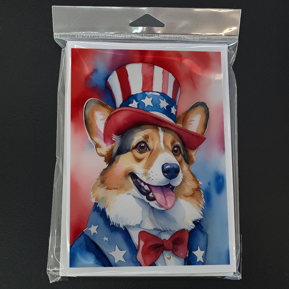 Corgi Patriotic American Greeting Cards Pack of 8 Blank Cards with Envelopes Whimsical A7 Size 5x7