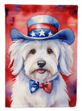 Coton de Tulear Patriotic American House Flag 28x40 Porch Sleeve Pole Decorative Outside Yard Banner Artwork Wall Hanging, Polyester