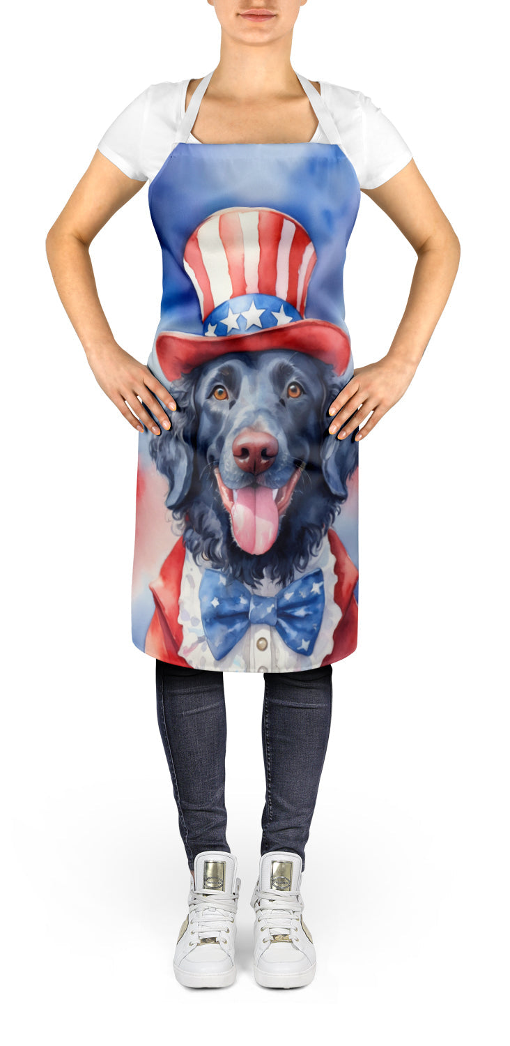 Curly-Coated Retriever Patriotic American Apron Cooking Kitchen Server Baking Crafts Gardening for Adult Women Men, Unisex, Large, Multicolor