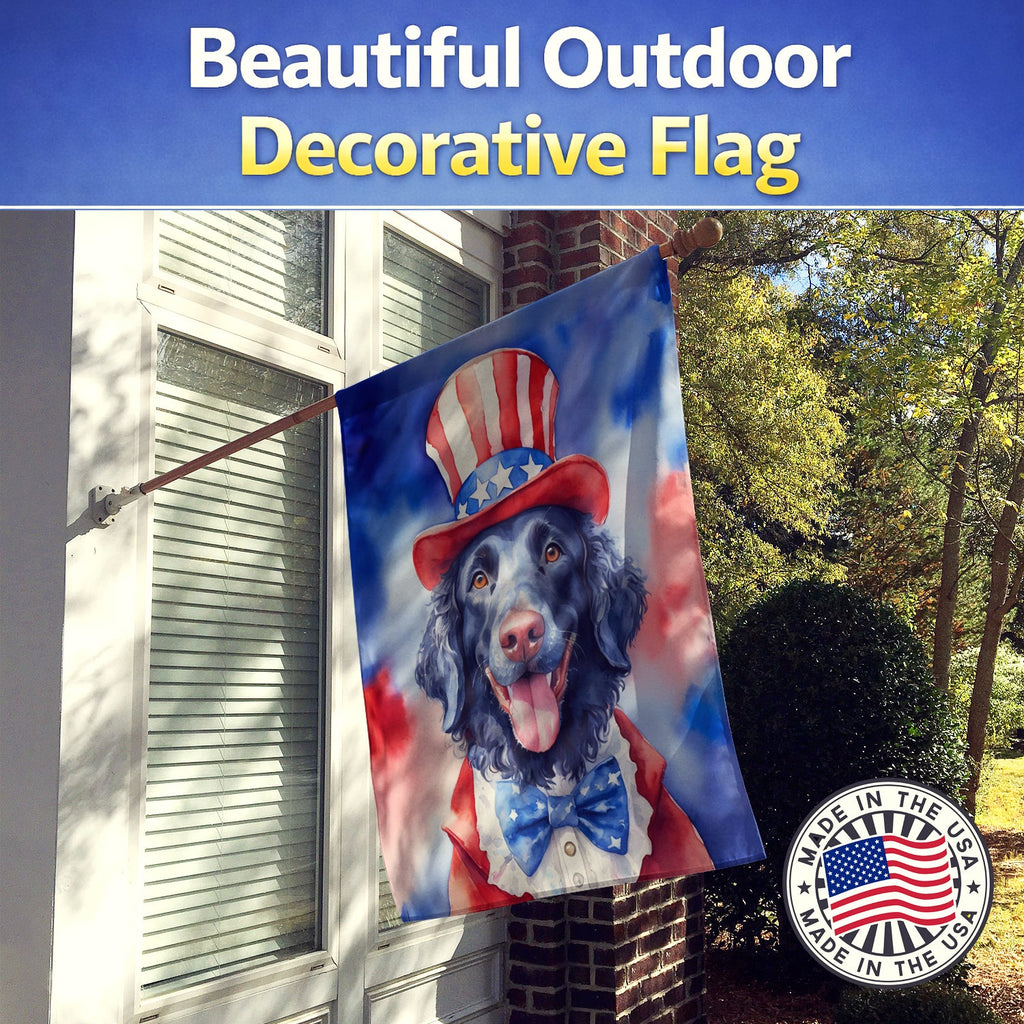 Curly-Coated Retriever Patriotic American House Flag 28x40 Porch Sleeve Pole Decorative Outside Yard Banner Artwork Wall Hanging, Polyester