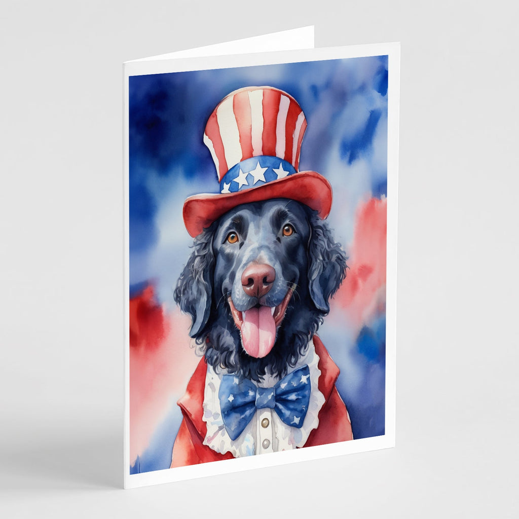 Curly-Coated Retriever Patriotic American Greeting Cards Pack of 8 Blank Cards with Envelopes Whimsical A7 Size 5x7