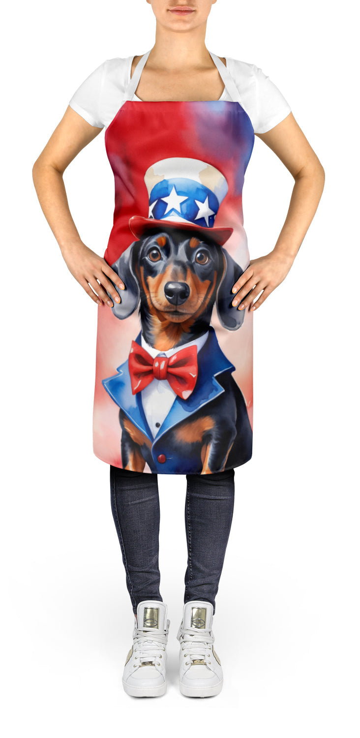 Dachshund Patriotic American Apron Cooking Kitchen Server Baking Crafts Gardening for Adult Women Men, Unisex, Large, Multicolor