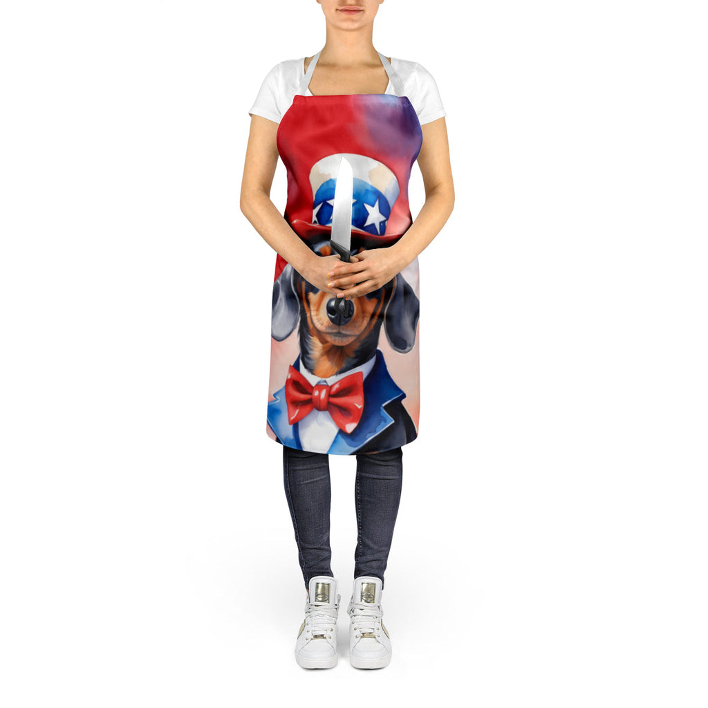 Dachshund Patriotic American Apron Cooking Kitchen Server Baking Crafts Gardening for Adult Women Men, Unisex, Large, Multicolor