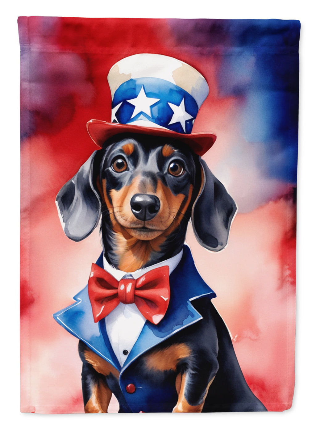 Dachshund Patriotic American House Flag 28x40 Porch Sleeve Pole Decorative Outside Yard Banner Artwork Wall Hanging, Polyester