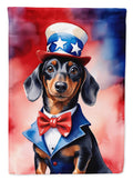 Dachshund Patriotic American House Flag 28x40 Porch Sleeve Pole Decorative Outside Yard Banner Artwork Wall Hanging, Polyester
