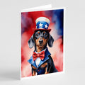Dachshund Patriotic American Greeting Cards Pack of 8 Blank Cards with Envelopes Whimsical A7 Size 5x7