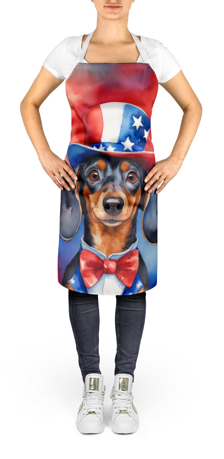 Dachshund Patriotic American Apron Cooking Kitchen Server Baking Crafts Gardening for Adult Women Men, Unisex, Large, Multicolor