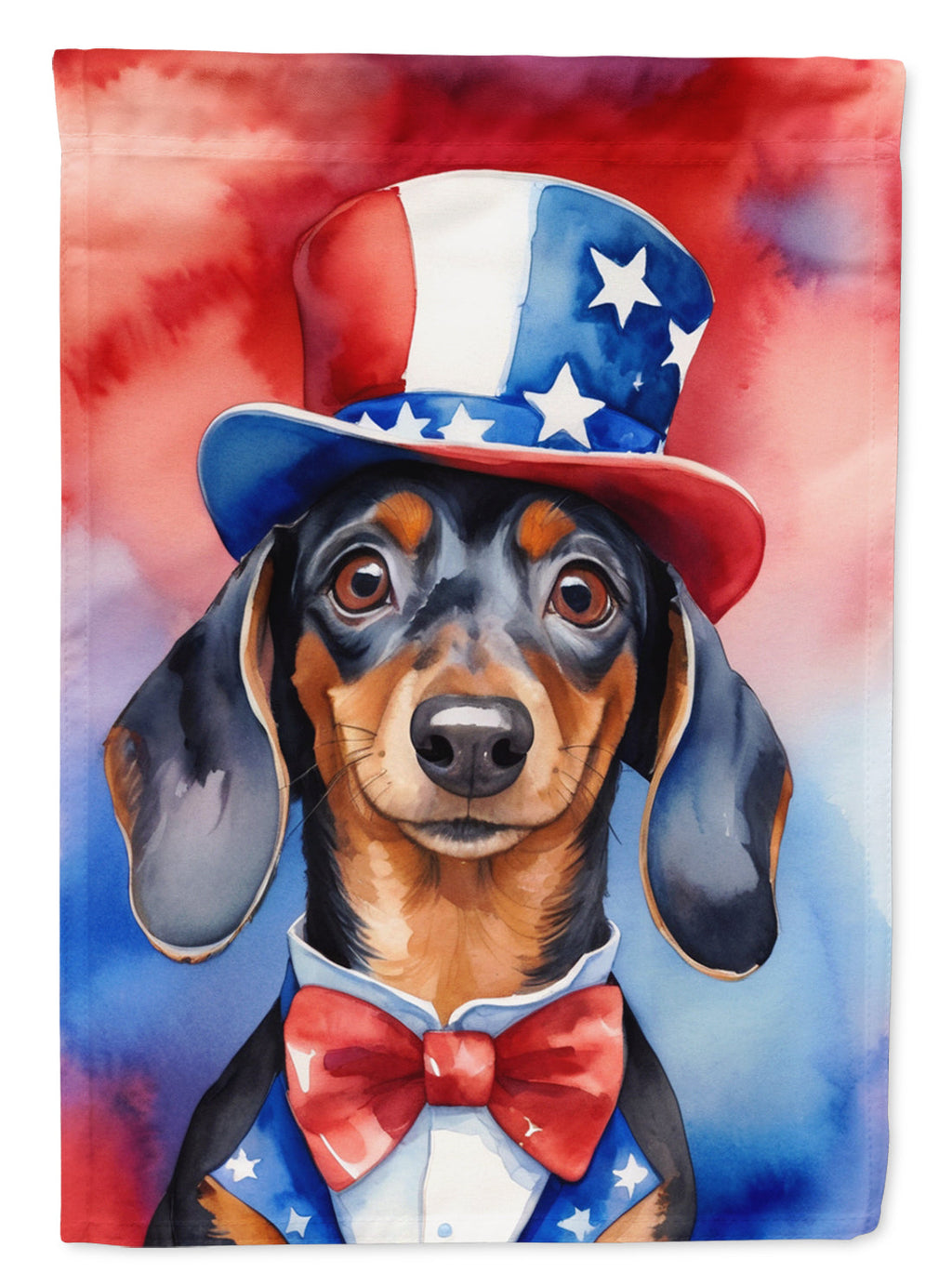 Dachshund Patriotic American House Flag 28x40 Porch Sleeve Pole Decorative Outside Yard Banner Artwork Wall Hanging, Polyester
