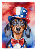 Dachshund Patriotic American House Flag 28x40 Porch Sleeve Pole Decorative Outside Yard Banner Artwork Wall Hanging, Polyester