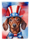 Dachshund Patriotic American House Flag 28x40 Porch Sleeve Pole Decorative Outside Yard Banner Artwork Wall Hanging, Polyester