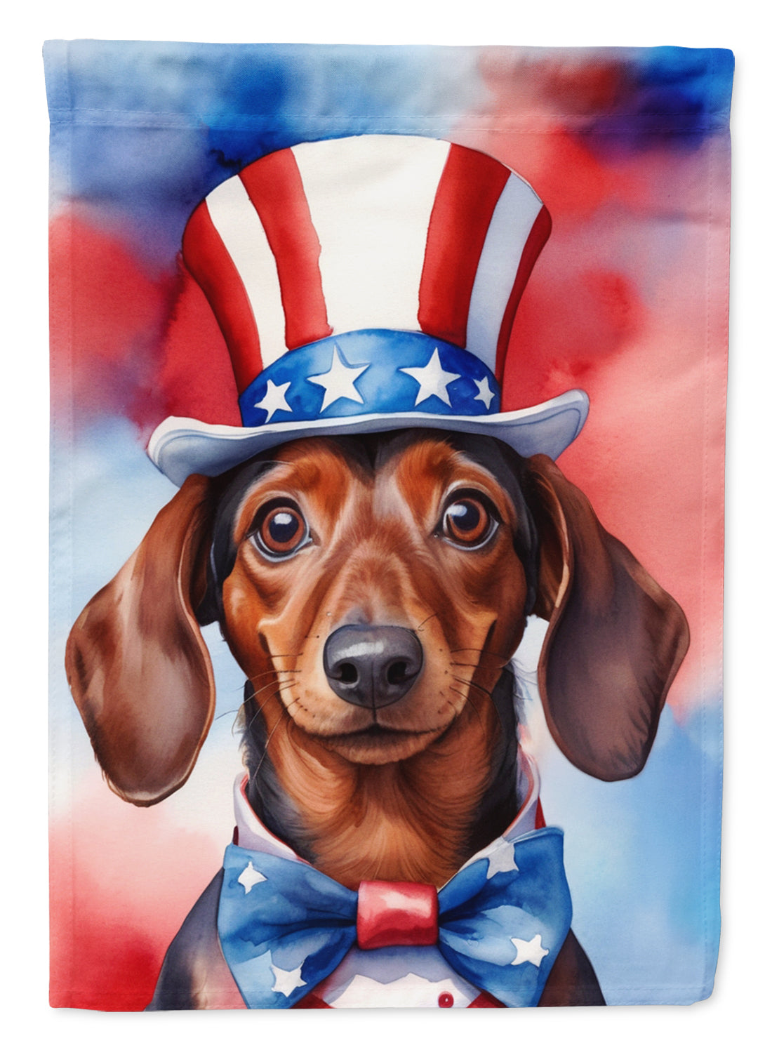 Dachshund Patriotic American House Flag 28x40 Porch Sleeve Pole Decorative Outside Yard Banner Artwork Wall Hanging, Polyester