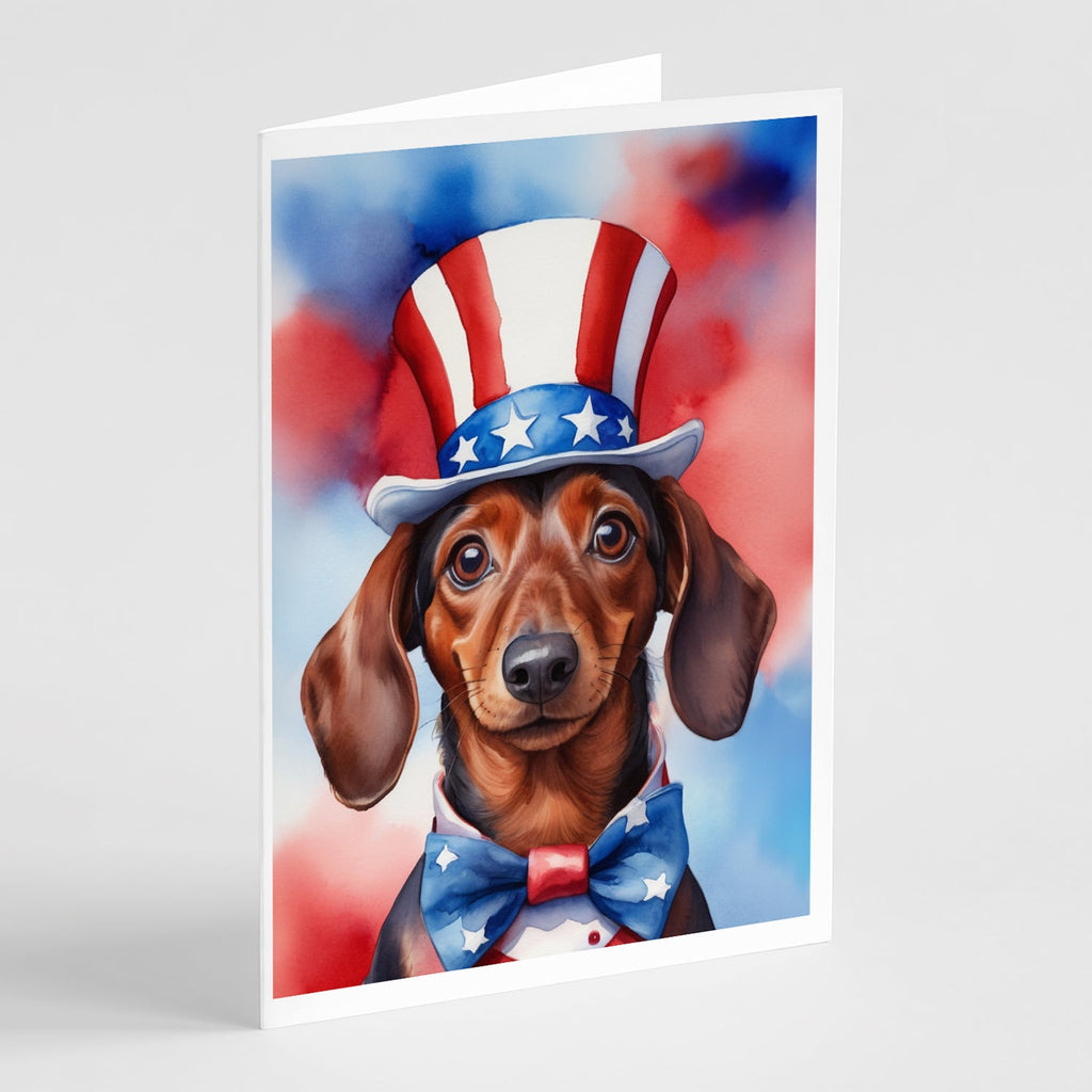 Dachshund Patriotic American Greeting Cards Pack of 8 Blank Cards with Envelopes Whimsical A7 Size 5x7