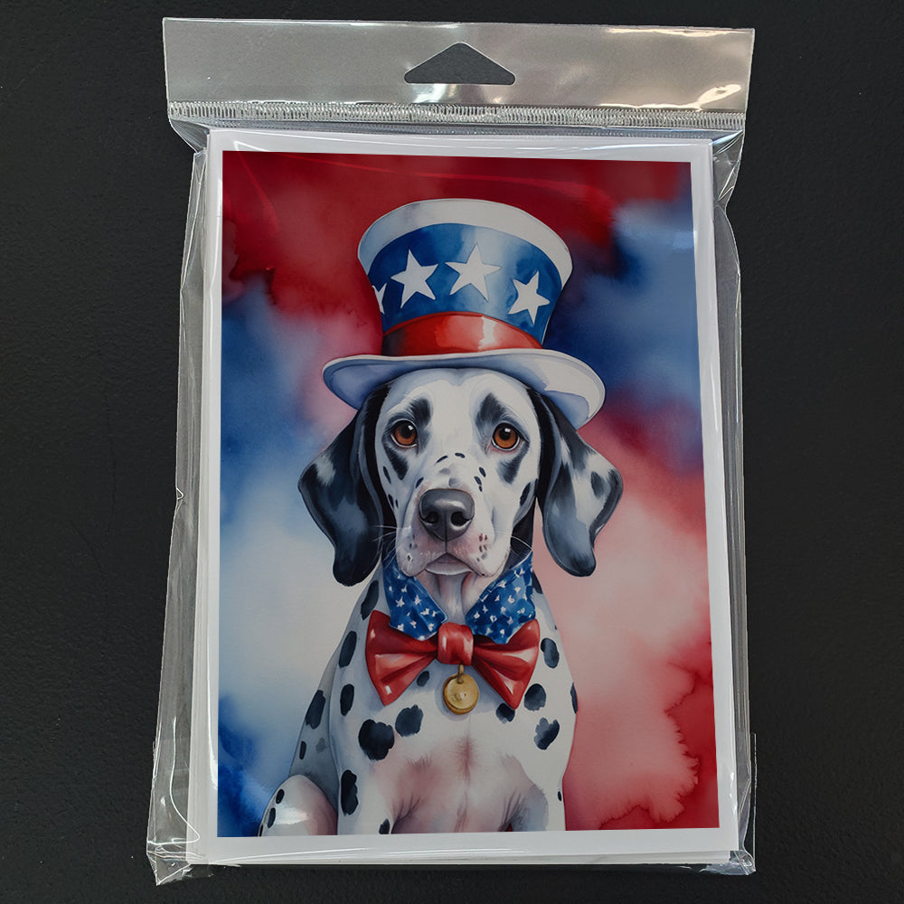 Dalmatian Patriotic American Greeting Cards Pack of 8 Blank Cards with Envelopes Whimsical A7 Size 5x7