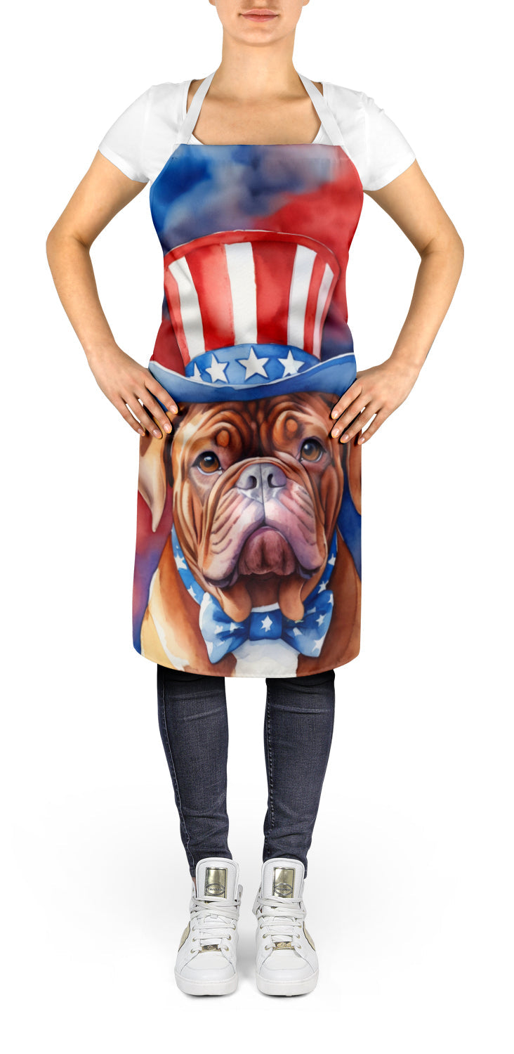 Dogue de Bordeaux Patriotic American Apron Cooking Kitchen Server Baking Crafts Gardening for Adult Women Men, Unisex, Large, Multicolor