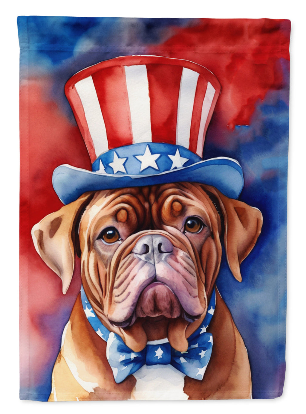 Dogue de Bordeaux Patriotic American House Flag 28x40 Porch Sleeve Pole Decorative Outside Yard Banner Artwork Wall Hanging, Polyester