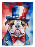 English Bulldog Patriotic American House Flag 28x40 Porch Sleeve Pole Decorative Outside Yard Banner Artwork Wall Hanging, Polyester