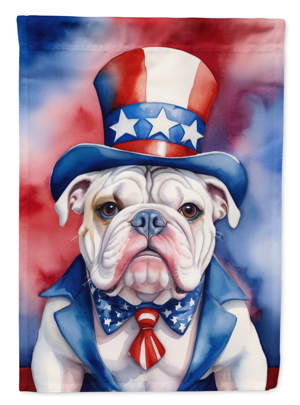 English Bulldog Patriotic American House Flag 28x40 Porch Sleeve Pole Decorative Outside Yard Banner Artwork Wall Hanging, Polyester