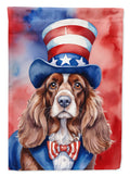 English Cocker Spaniel Patriotic American House Flag 28x40 Porch Sleeve Pole Decorative Outside Yard Banner Artwork Wall Hanging, Polyester