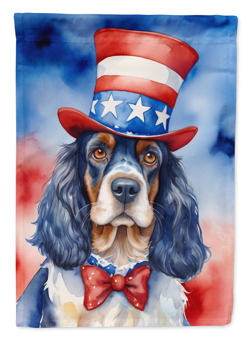 English Cocker Spaniel Patriotic American House Flag 28x40 Porch Sleeve Pole Decorative Outside Yard Banner Artwork Wall Hanging, Polyester