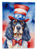 English Cocker Spaniel Patriotic American House Flag 28x40 Porch Sleeve Pole Decorative Outside Yard Banner Artwork Wall Hanging, Polyester