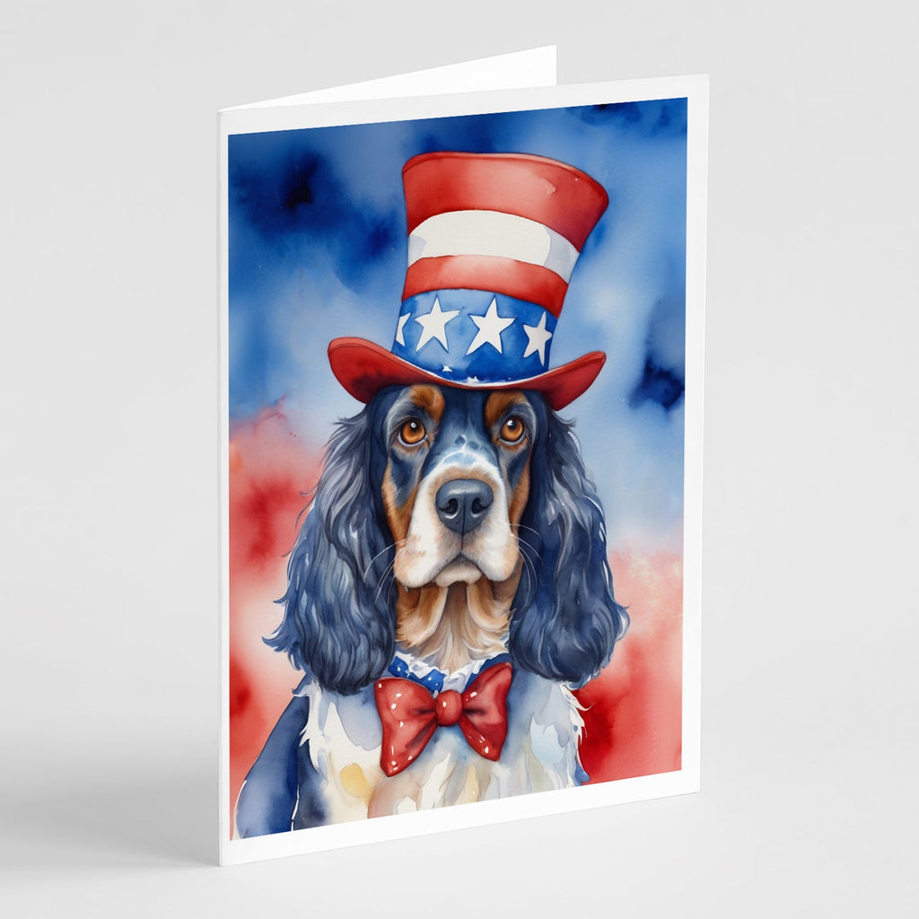 English Cocker Spaniel Patriotic American Greeting Cards Pack of 8 Blank Cards with Envelopes Whimsical A7 Size 5x7