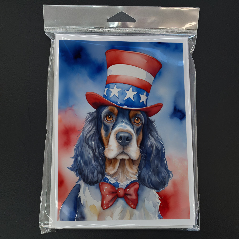 English Cocker Spaniel Patriotic American Greeting Cards Pack of 8 Blank Cards with Envelopes Whimsical A7 Size 5x7