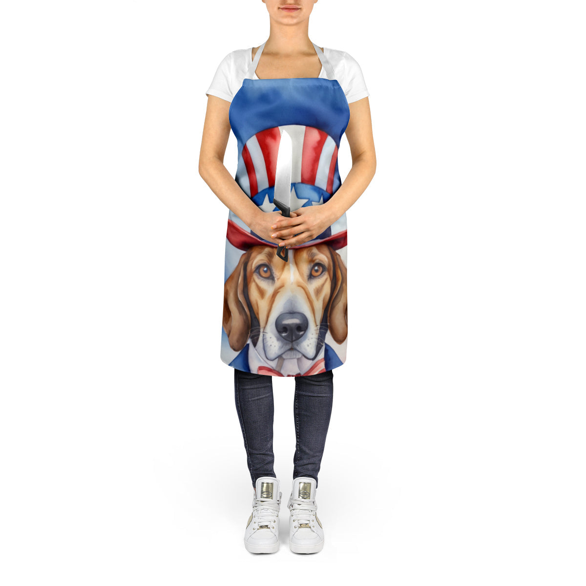 English Foxhound Patriotic American Apron Cooking Kitchen Server Baking Crafts Gardening for Adult Women Men, Unisex, Large, Multicolor