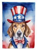 English Foxhound Patriotic American House Flag 28x40 Porch Sleeve Pole Decorative Outside Yard Banner Artwork Wall Hanging, Polyester