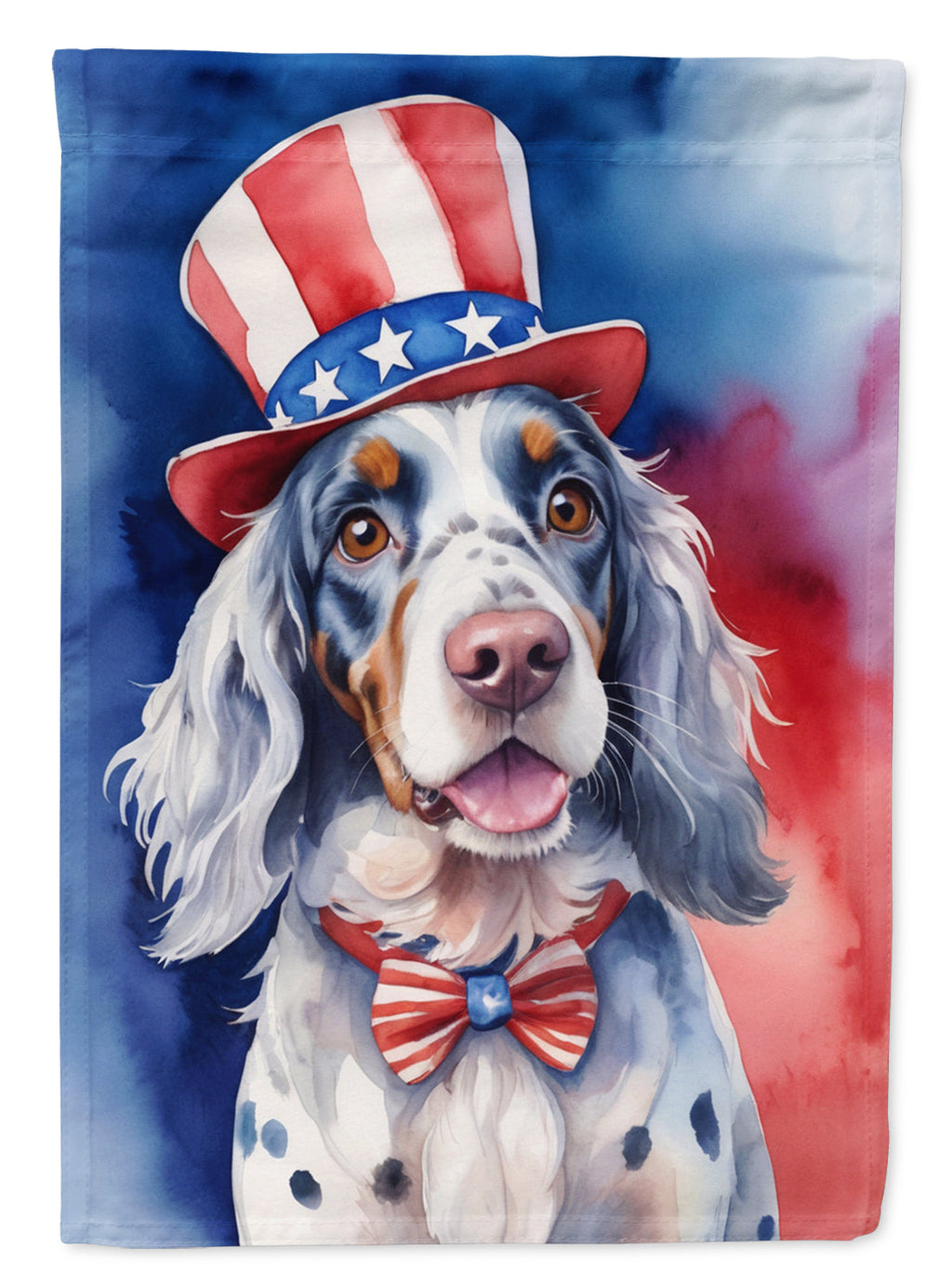 English Setter Patriotic American House Flag 28x40 Porch Sleeve Pole Decorative Outside Yard Banner Artwork Wall Hanging, Polyester