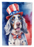 English Setter Patriotic American House Flag 28x40 Porch Sleeve Pole Decorative Outside Yard Banner Artwork Wall Hanging, Polyester