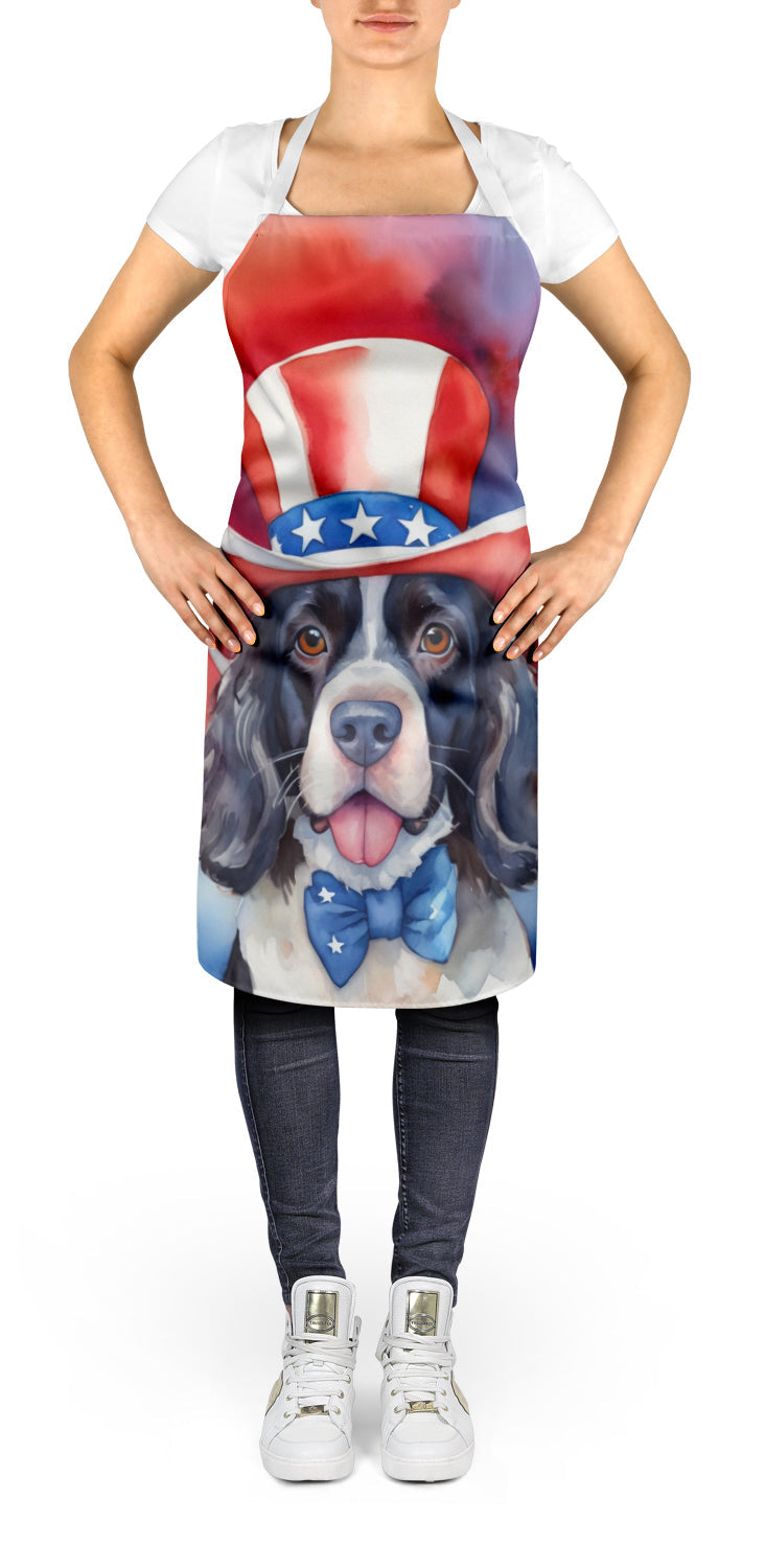 English Springer Spaniel Patriotic American Apron Cooking Kitchen Server Baking Crafts Gardening for Adult Women Men, Unisex, Large, Multicolor