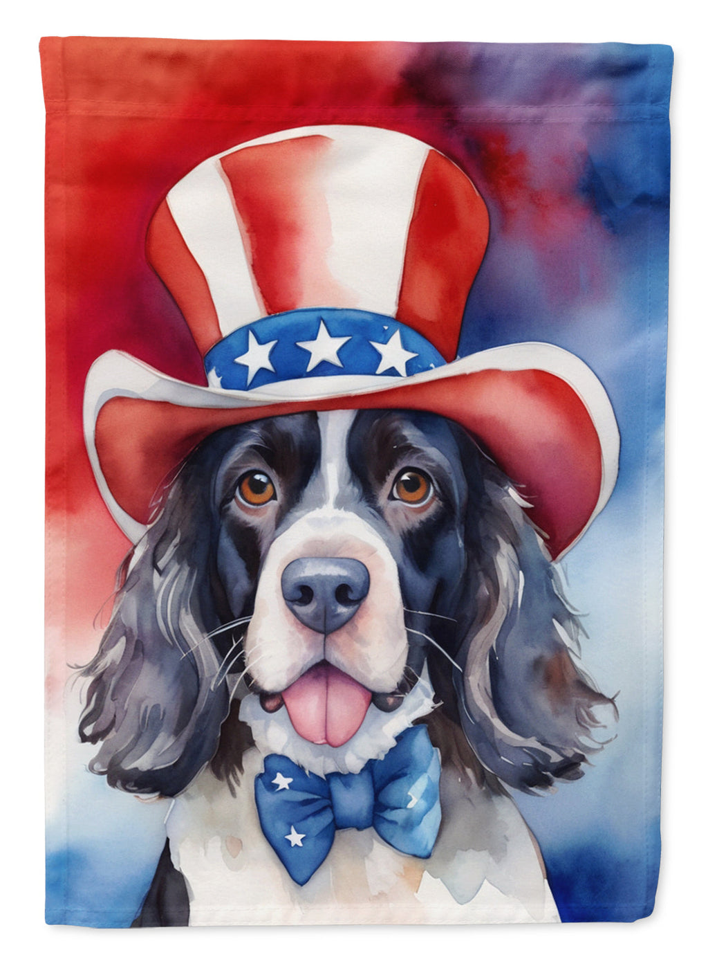 English Springer Spaniel Patriotic American House Flag 28x40 Porch Sleeve Pole Decorative Outside Yard Banner Artwork Wall Hanging, Polyester