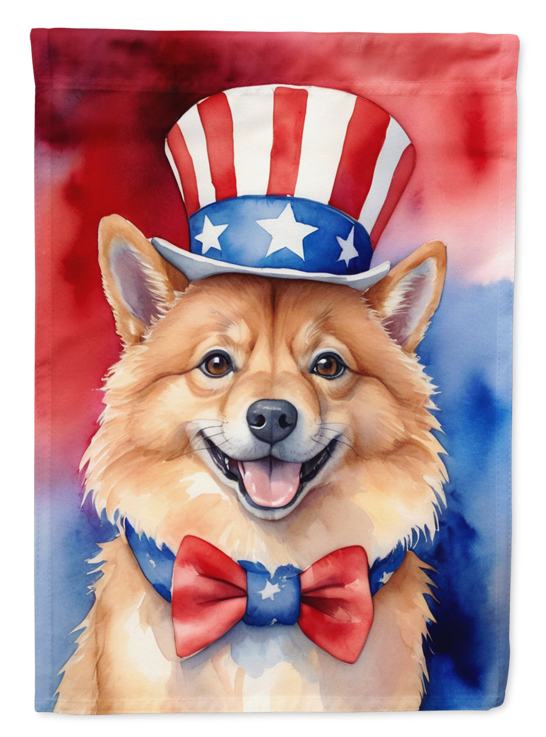 Finnish Spitz Patriotic American House Flag 28x40 Porch Sleeve Pole Decorative Outside Yard Banner Artwork Wall Hanging, Polyester