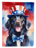 Flat-Coated Retriever Patriotic American House Flag 28x40 Porch Sleeve Pole Decorative Outside Yard Banner Artwork Wall Hanging, Polyester