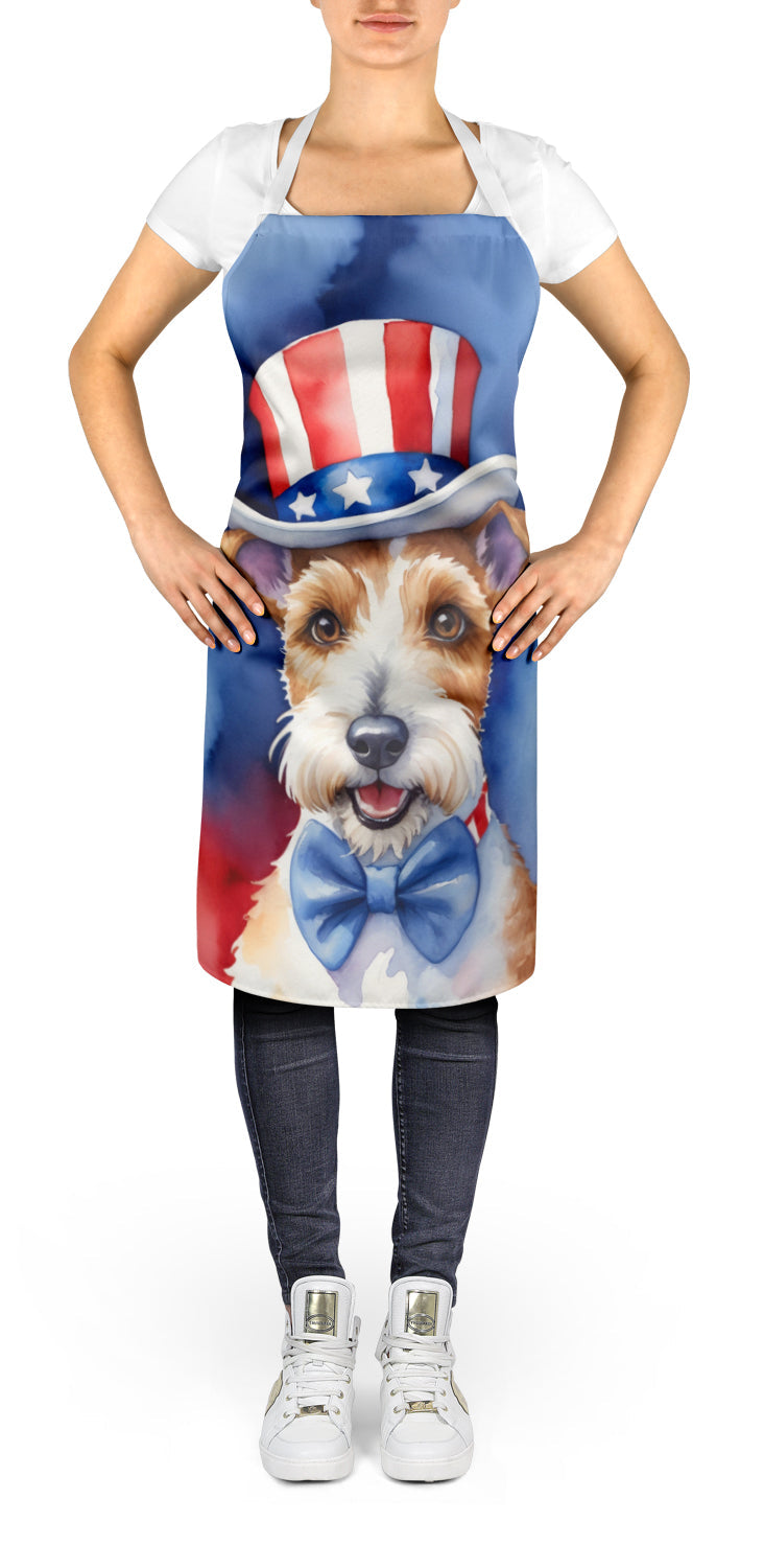 Fox Terrier Patriotic American Apron Cooking Kitchen Server Baking Crafts Gardening for Adult Women Men, Unisex, Large, Multicolor
