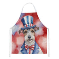 Fox Terrier Patriotic American Apron Cooking Kitchen Server Baking Crafts Gardening for Adult Women Men, Unisex, Large, Multicolor