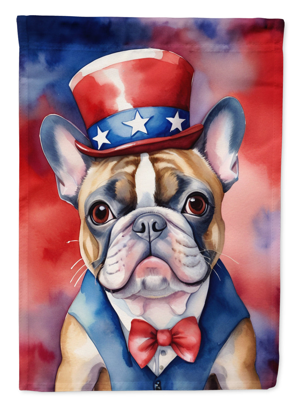 French Bulldog Patriotic American House Flag 28x40 Porch Sleeve Pole Decorative Outside Yard Banner Artwork Wall Hanging, Polyester