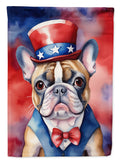 French Bulldog Patriotic American House Flag 28x40 Porch Sleeve Pole Decorative Outside Yard Banner Artwork Wall Hanging, Polyester
